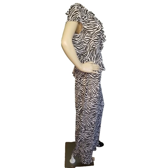 Victorias Secret NWT 2pc Semi Sheer Pajama Lounge Set Large Pink Black Zebra T15 - Picture 3 of 8